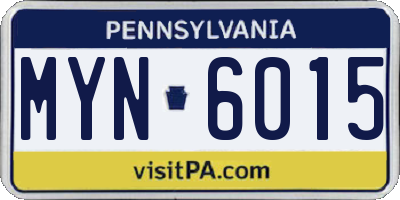PA license plate MYN6015
