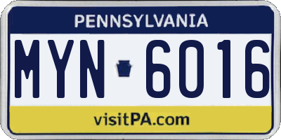 PA license plate MYN6016