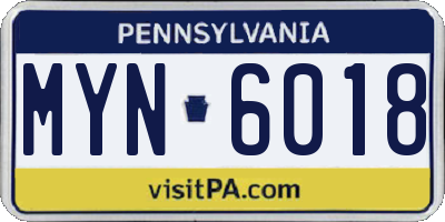 PA license plate MYN6018