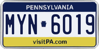 PA license plate MYN6019