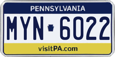 PA license plate MYN6022