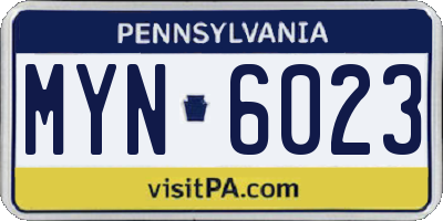 PA license plate MYN6023