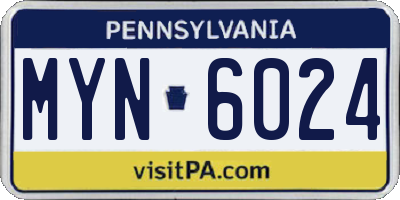 PA license plate MYN6024