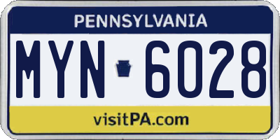 PA license plate MYN6028