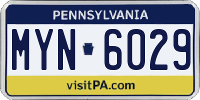 PA license plate MYN6029