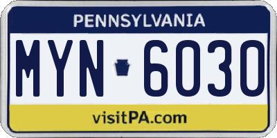 PA license plate MYN6030