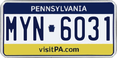 PA license plate MYN6031