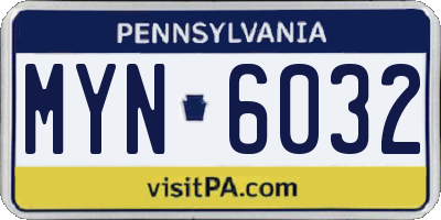 PA license plate MYN6032