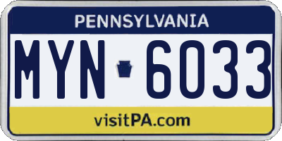PA license plate MYN6033