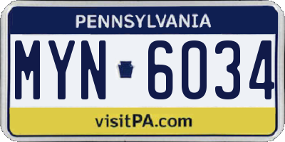 PA license plate MYN6034