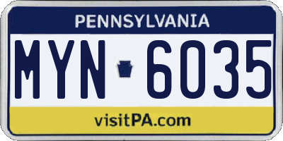 PA license plate MYN6035