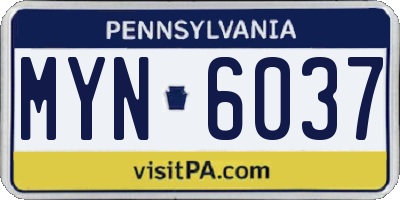 PA license plate MYN6037