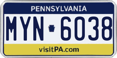 PA license plate MYN6038