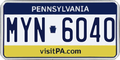 PA license plate MYN6040