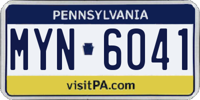 PA license plate MYN6041