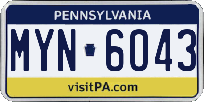 PA license plate MYN6043