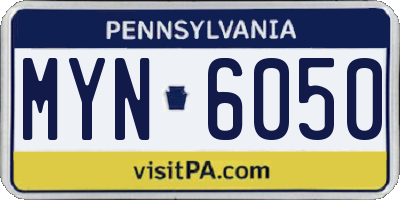 PA license plate MYN6050