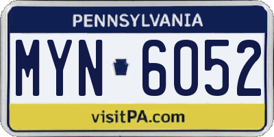 PA license plate MYN6052