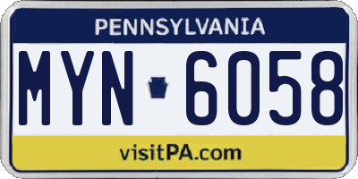 PA license plate MYN6058