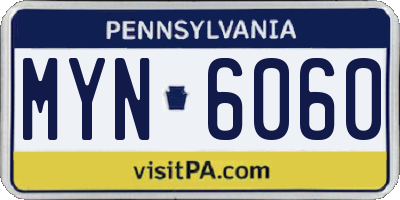 PA license plate MYN6060