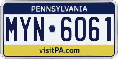 PA license plate MYN6061