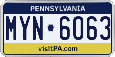 PA license plate MYN6063