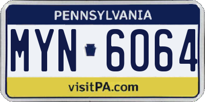 PA license plate MYN6064