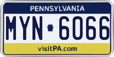 PA license plate MYN6066