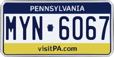 PA license plate MYN6067