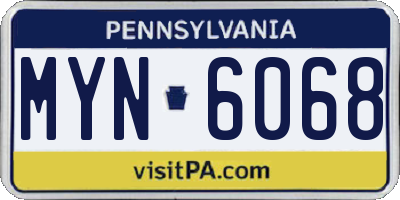 PA license plate MYN6068
