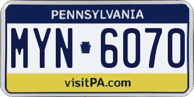 PA license plate MYN6070