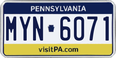 PA license plate MYN6071