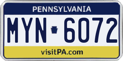 PA license plate MYN6072