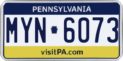 PA license plate MYN6073