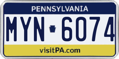 PA license plate MYN6074