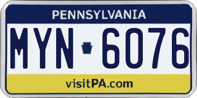 PA license plate MYN6076