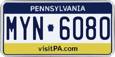 PA license plate MYN6080
