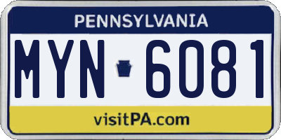 PA license plate MYN6081