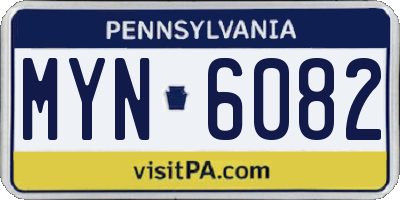 PA license plate MYN6082