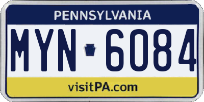 PA license plate MYN6084