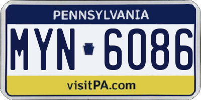 PA license plate MYN6086
