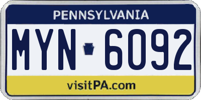 PA license plate MYN6092