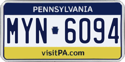 PA license plate MYN6094