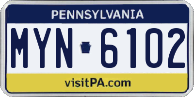 PA license plate MYN6102