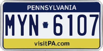 PA license plate MYN6107