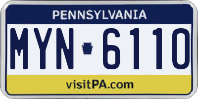 PA license plate MYN6110