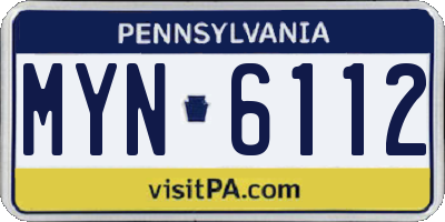 PA license plate MYN6112
