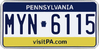 PA license plate MYN6115