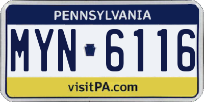 PA license plate MYN6116