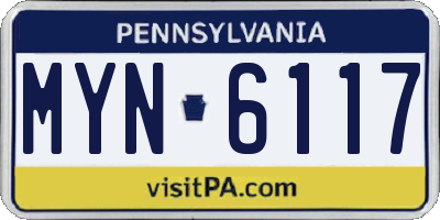 PA license plate MYN6117